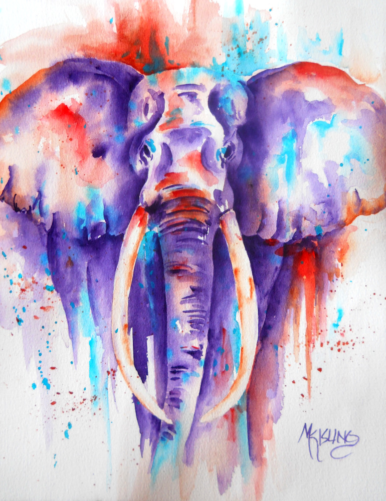 770x1000 Martha Kisling Art With Heart A Walking Elephant And Martha - Creative Watercolor