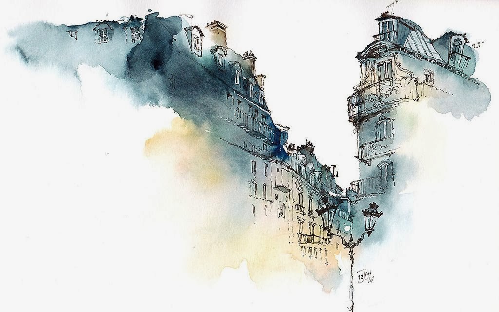 1024x640 Simply Creative Architectural Watercolor Paintings By Sunga Park - Creative Watercolor
