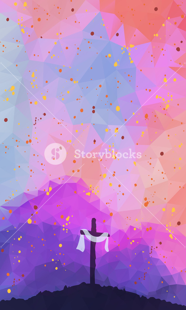 600x1000 Easter Scene With Cross. Jesus Christ. Watercolor Vector - Cross Watercolor