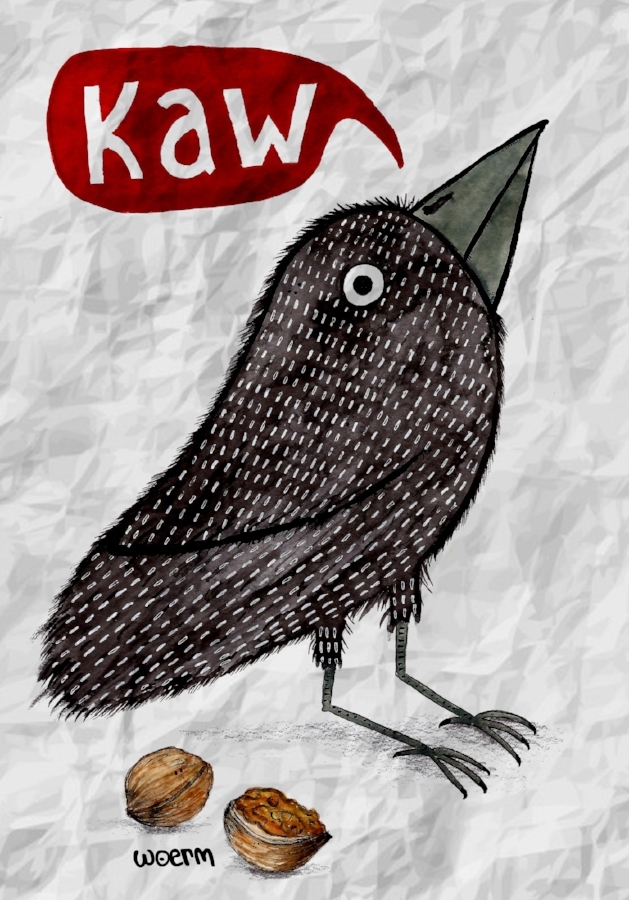 629x900 Watercolor Crow Print Woerm - Crow Watercolor