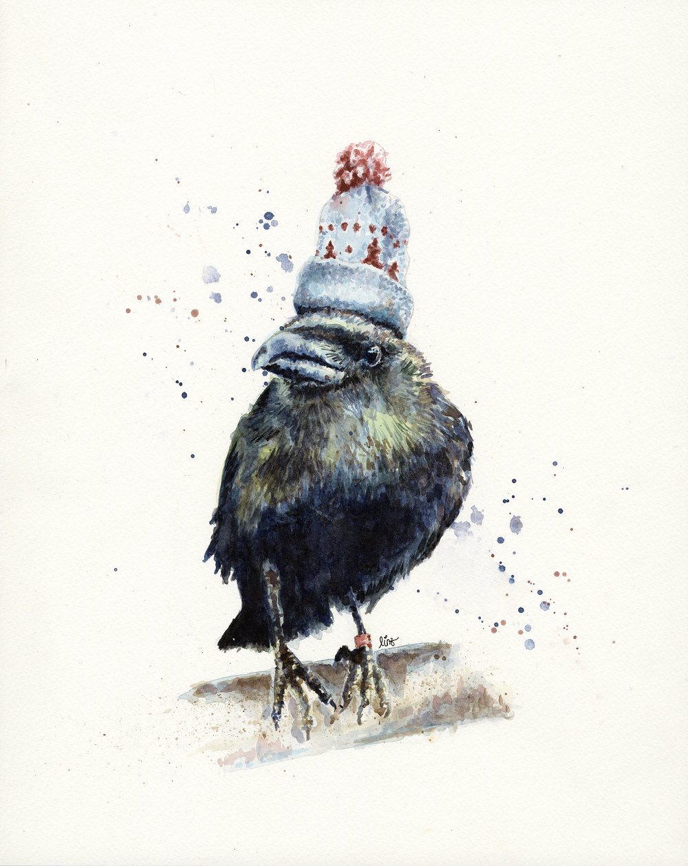 1000x1259 Winter Crow Watercolor Print Lindsay Leigh Art - Crow Watercolor