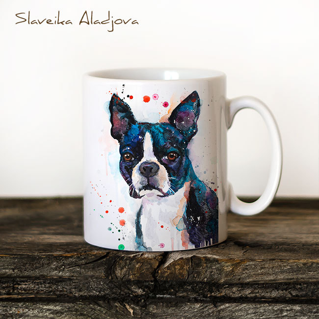 650x650 Boston Terrier Watercolor Coffee Mug - Cup Watercolor