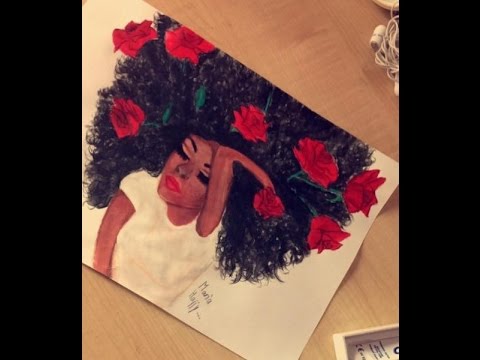480x360 How To Draw A Black Girl With Curly Hair Painting Watercolor - Curly Hair Watercolor