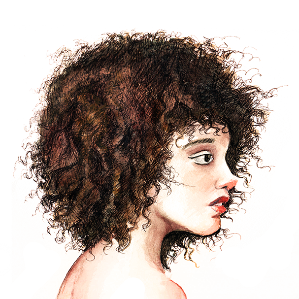607x607 Natural Hair Curly By Themiceart - Curly Hair Watercolor