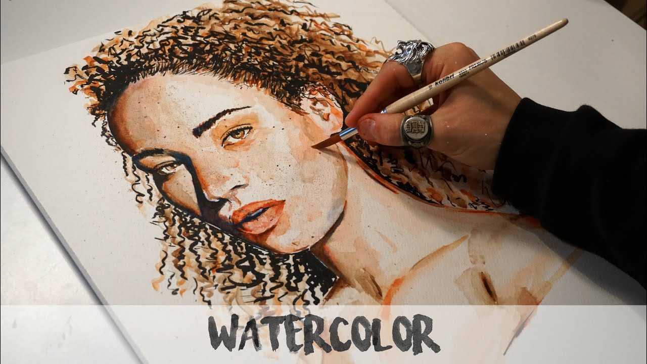 1280x720 Watercolor Paintng Curly Hair - Curly Hair Watercolor