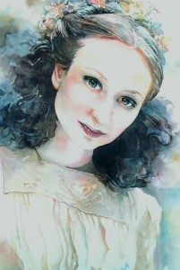 201x300 Watercolor Hair Jeannie Vodden Art - Curly Hair Watercolor