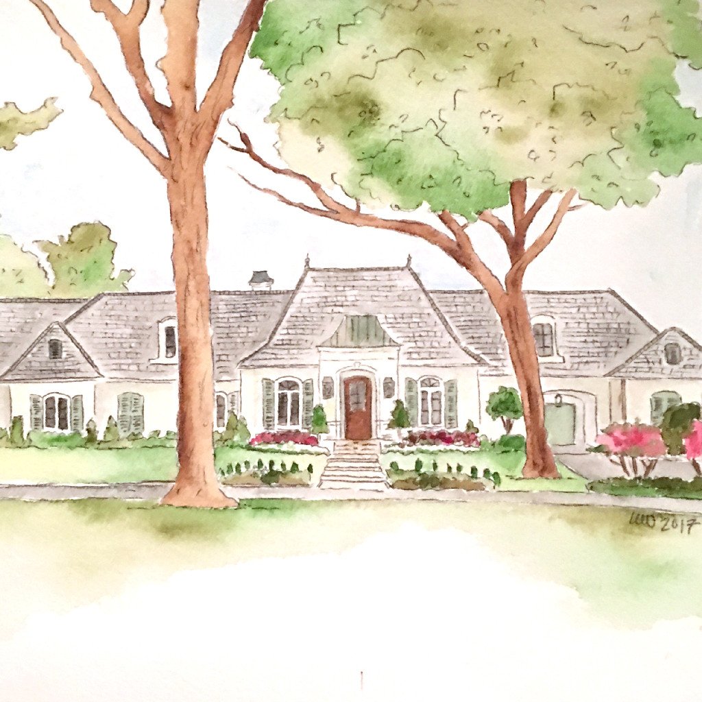 1024x1024 Custom Watercolor Home Portrait - Custom Watercolor