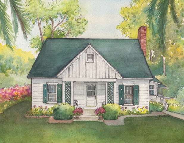 618x481 Custom Watercolor Home Portrait Commissioned Painting Of Your - Custom Watercolor