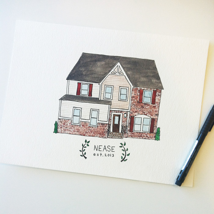 700x700 Custom Watercolor Home Portrait - Custom Watercolor