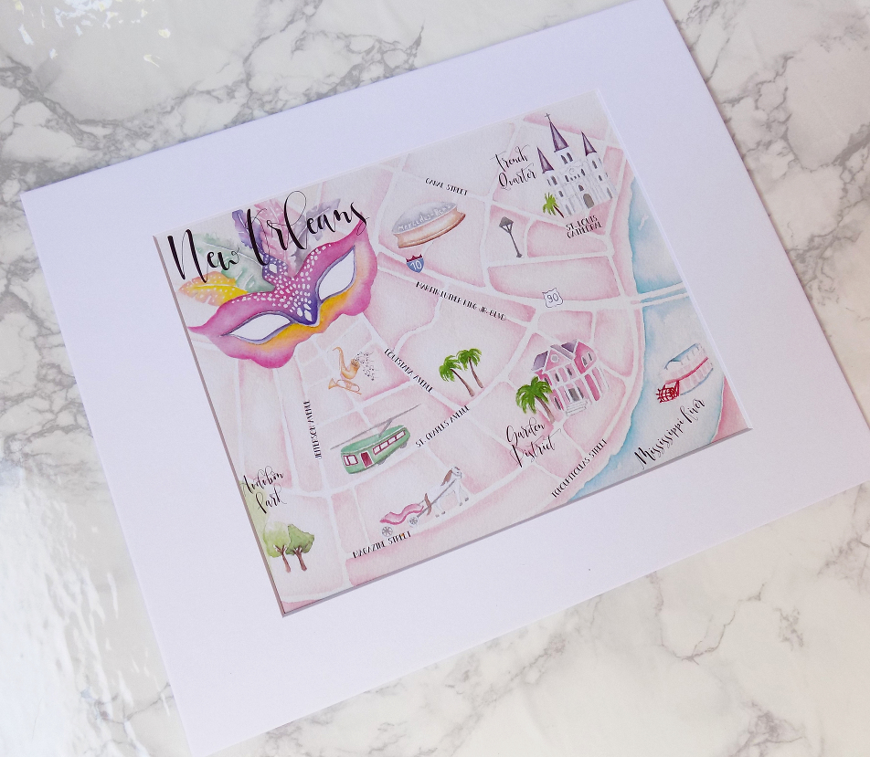 952x829 Custom Watercolor Maps Bohemian Mint - Custom Watercolor