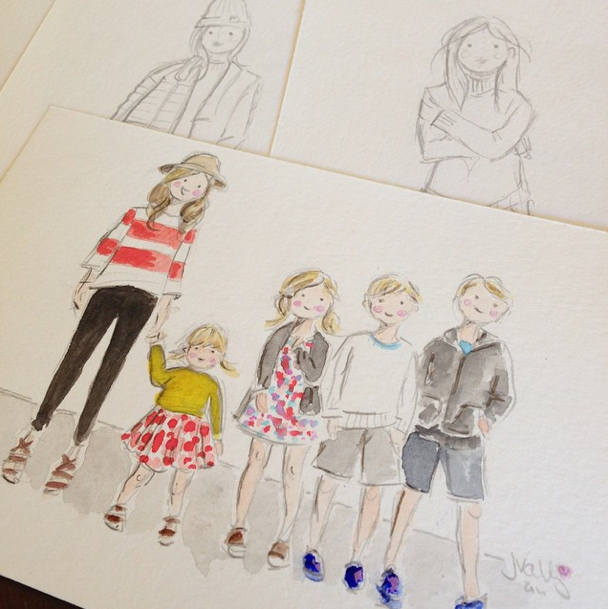 608x609 Custom Watercolour Portraits From Sophie Amp Lili Babyccino Kids - Custom Watercolor