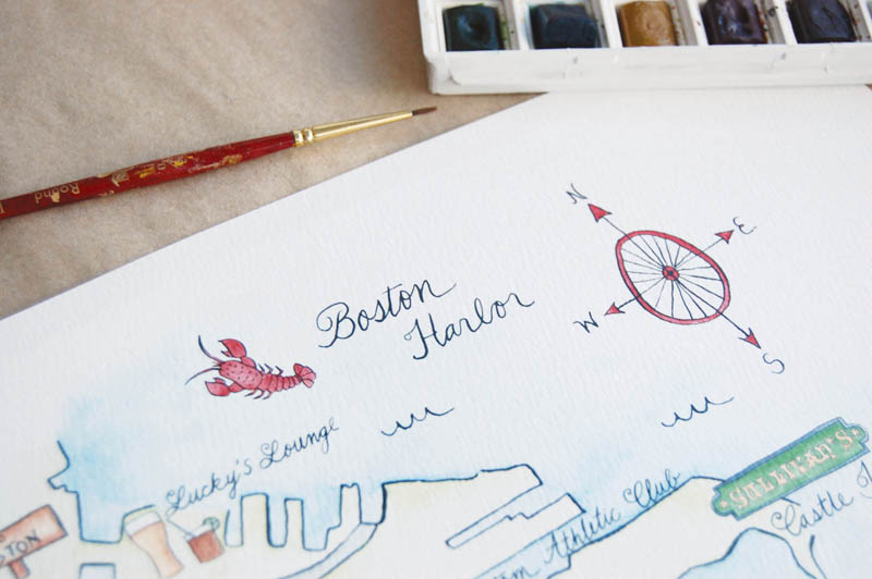 800x532 Watercolor Wedding Map - Custom Watercolor