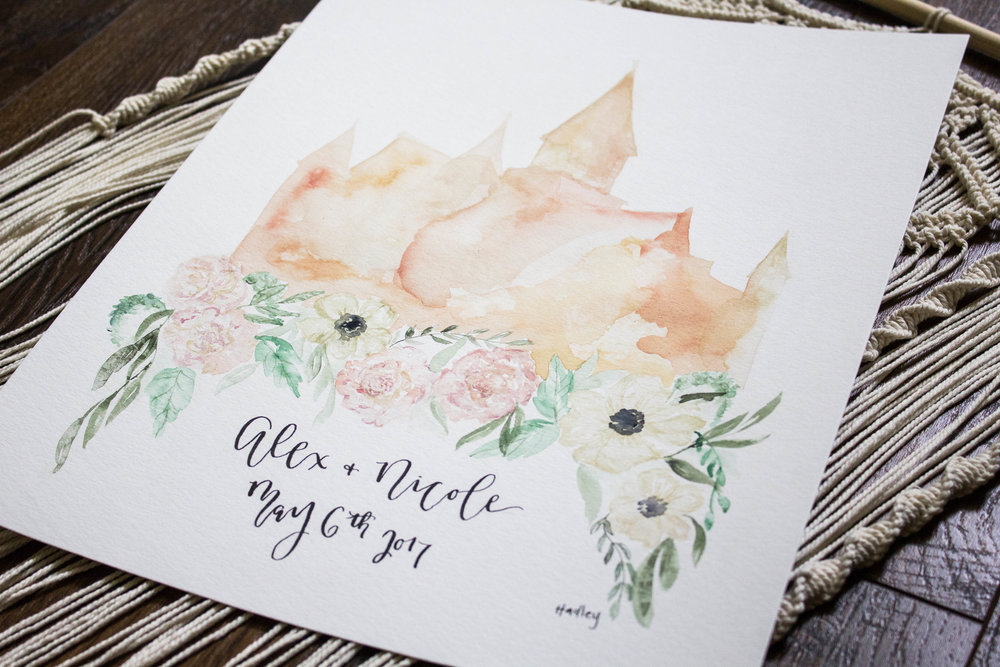 1000x667 Custom Watercolor Temple Hadley Designs - Custom Watercolor