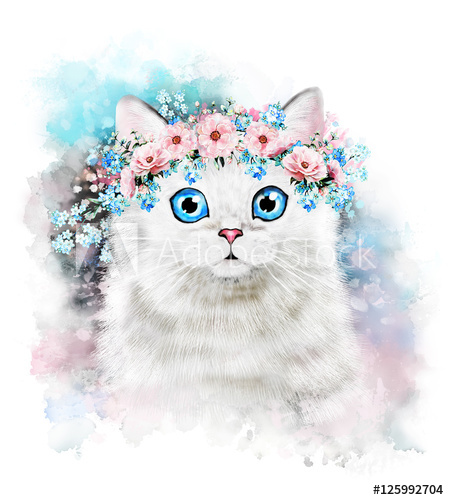 449x500 Cute Cat. Watercolor Cat Illustration. T Shirt Print. Greeting - Cute Cat Watercolor