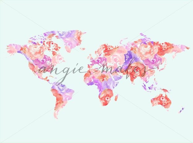623x463 Cute World Map Printable Watercolor Art. Watercolor Map - Cute Watercolor