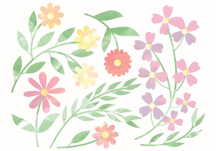 700x490 Vector Cute Watercolor Flower Elements - Cute Watercolor