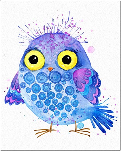 425x531 7dots Art. Cute Owls. Watercolor Art Print, Poster 8 - Cute Watercolor Paintings