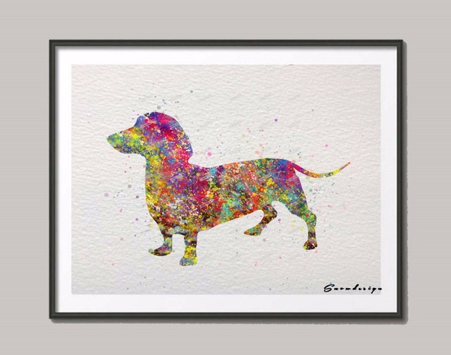 640x504 Dachshund Dog Original Watercolor Canvas Painting Wall Art Dog - Dachshund Watercolor