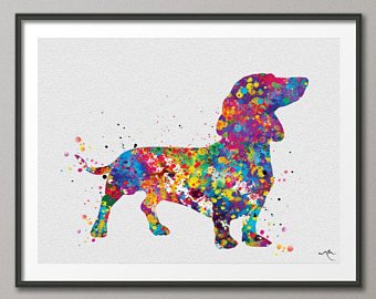340x270 Dachshund Watercolor Etsy - Dachshund Watercolor