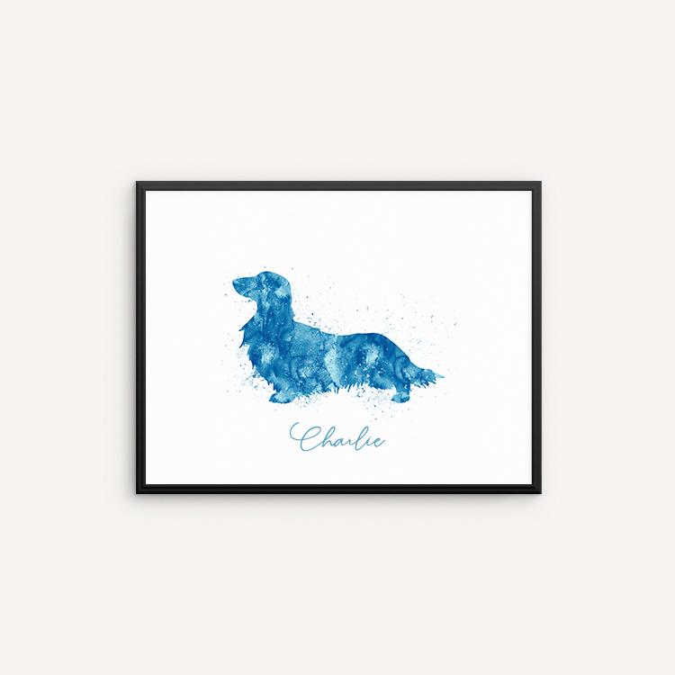 750x750 Long Haired Dachshund Watercolor Art Print, Wiener Dog Watercolor - Dachshund Watercolor