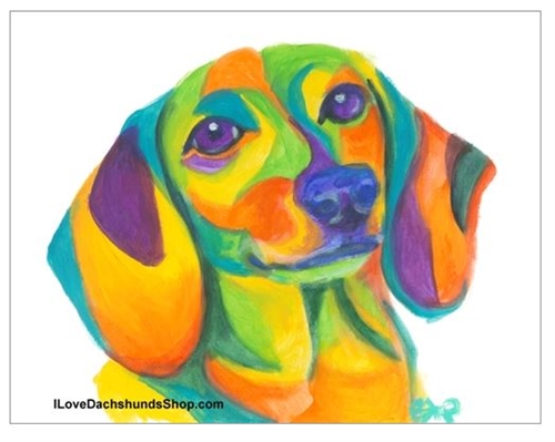 500x399 Colorful Dachshund Watercolor Print - Dachshund Watercolor