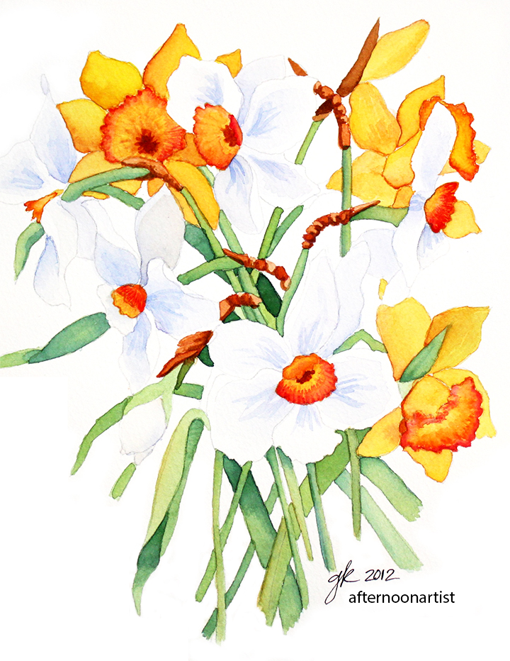 720x932 Daffodils In Watercolor Afternoon Artist - Daffodil Watercolor