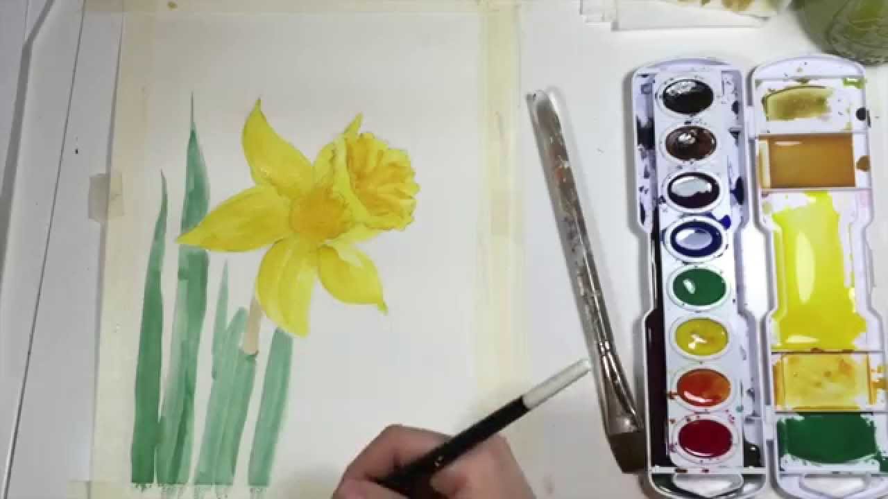 1280x720 Watercolor Daffodil Tutorial - Daffodil Watercolor