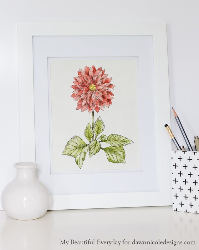 636x800 Diy Watercolor Dahlia + Printable Dawn Nicole - Dahlia Watercolor