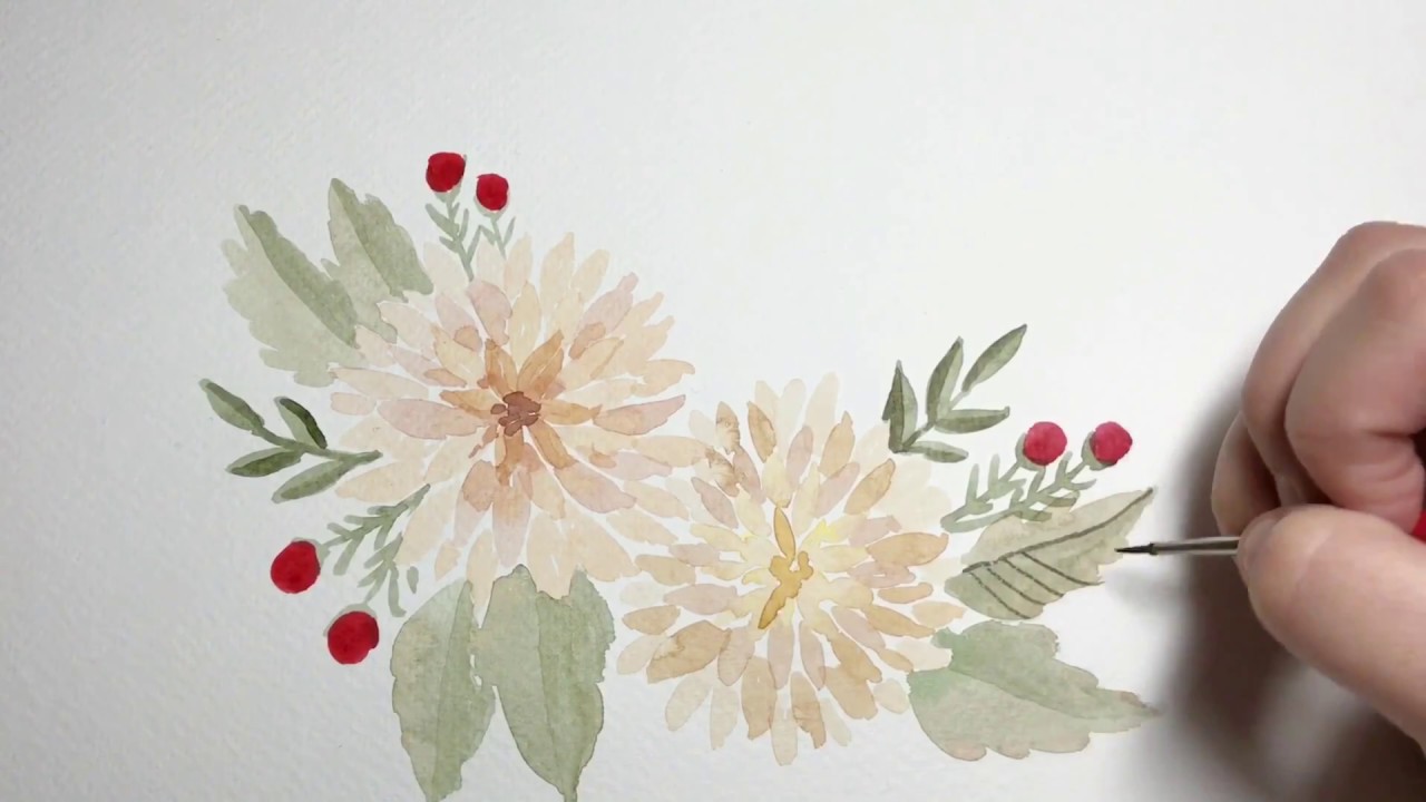 1280x720 Loose Watercolor Fall Dahlia - Dahlia Watercolor