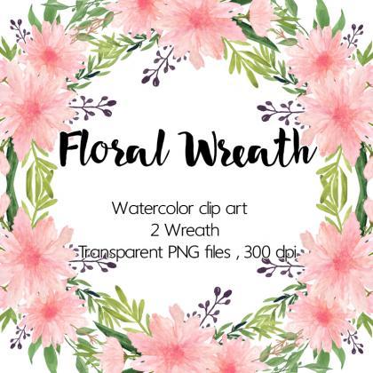 420x420 Watercolour Floral Wreath - Dahlia Watercolor