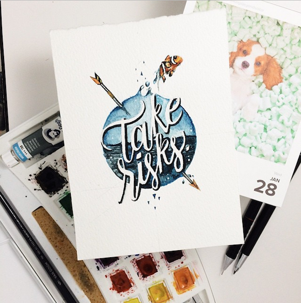 600x603 Design Taxi Designer Makes Inspiring Typography Based Watercolor - Daily Watercolor