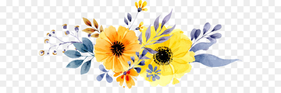 900x300 Wedding Invitation Paper Flower Yellow Watercolor Painting - Daisy Flower Watercolor