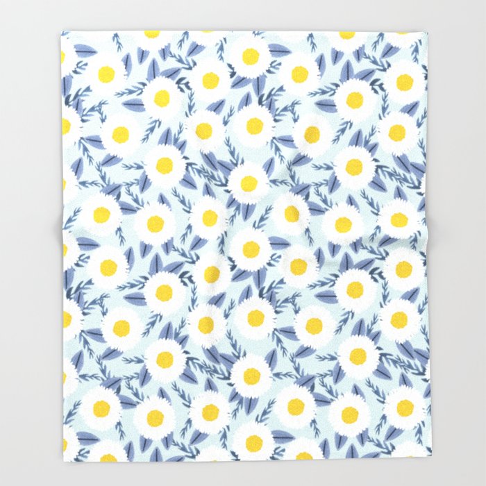 700x700 Daisy Flower White Blue Navy Gold Watercolor Painting Bohemian - Daisy Flower Watercolor