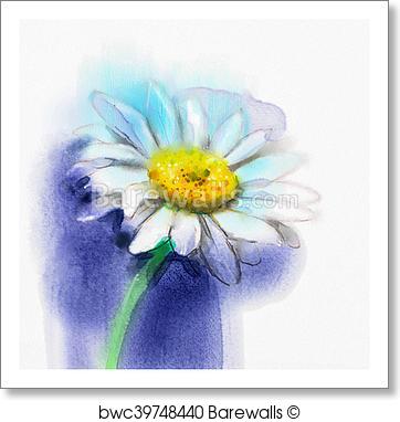 362x382 Art Print Of Abstract Watercolor Painting White Gerbera, Daisy - Daisy Flower Watercolor