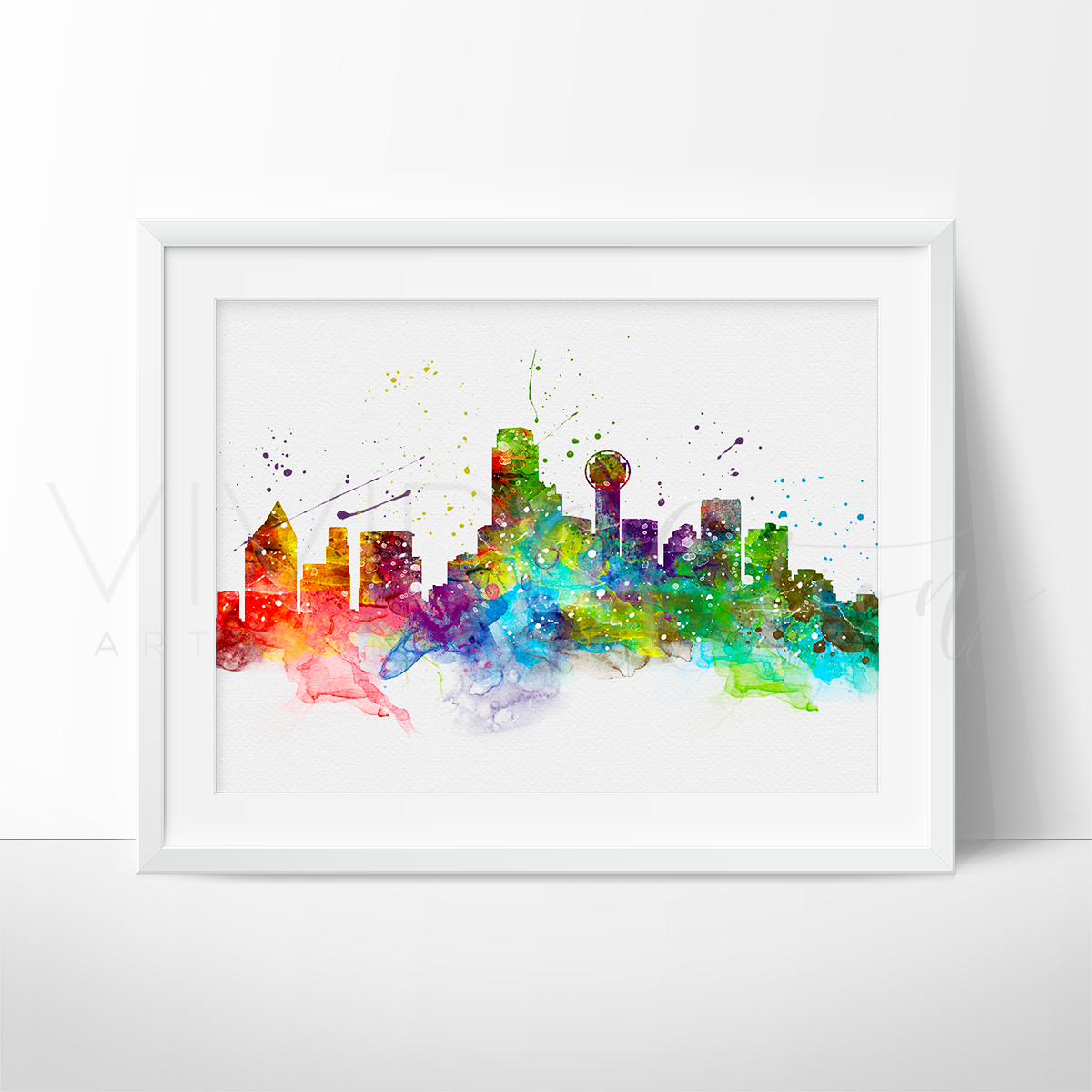 1200x1200 Dallas Skyline Watercolor Art Print Wall Decor - Dallas Skyline Watercolor