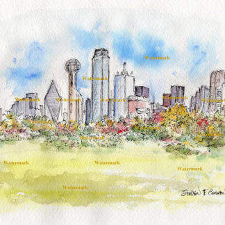 324x324 Dallas Skylines In Watercolor, Pen Amp Inks, And Color Pencil - Dallas Skyline Watercolor