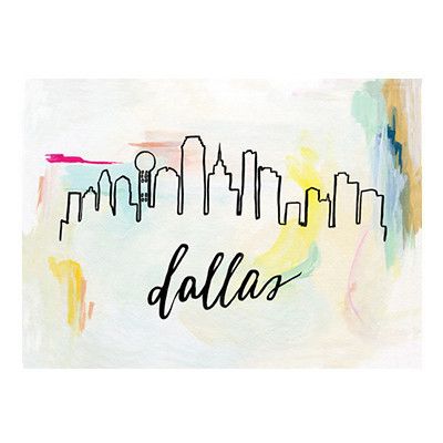 400x400 Drawn Skyline Dallas Texas - Dallas Skyline Watercolor