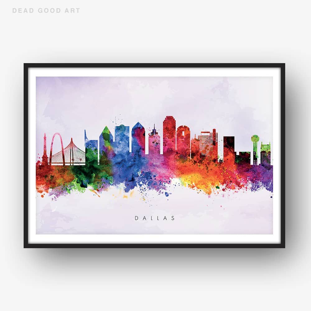 Dallas Skyline Watercolor at PaintingValley.com | Explore collection of ...