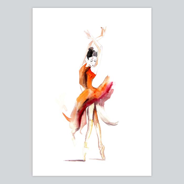 700x700 Ballerina Watercolor Painting - Dancer Watercolor
