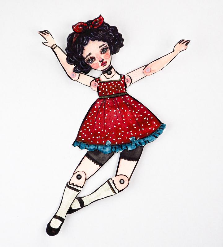 720x797 Jointed Paper Doll - Dancer Watercolor