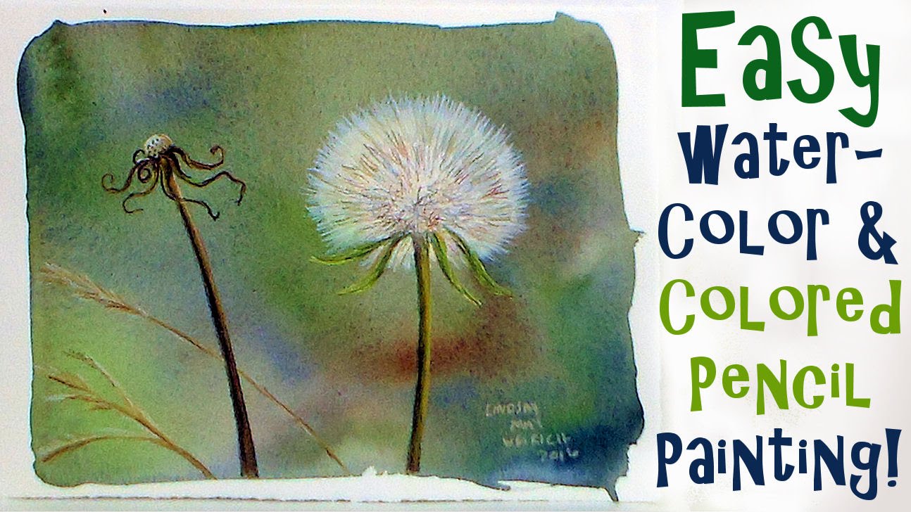 1294x728 Live Dandelion Fluff In Watercolor Amp Colored Pencil Painting - Dandelion Watercolor Painting