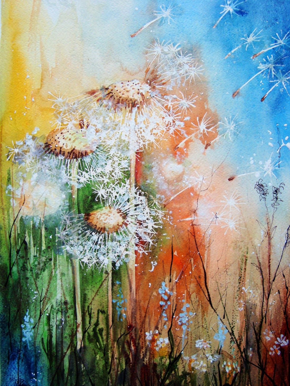 1200x1600 Dandelion Artwork - Dandelion Watercolor Painting