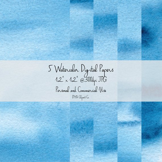 570x570 Dark Blue Watercolor Digital Background Ocean Digital Papers Etsy - Dark Blue Watercolor