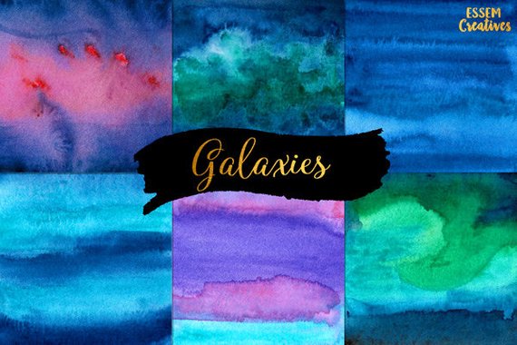 570x380 Navy Blue Watercolor Galaxy Background Clipart Dark Blue Etsy - Dark Blue Watercolor