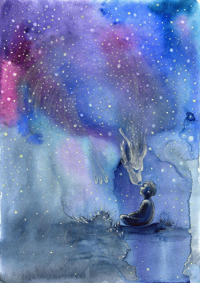 700x992 Glow In The Dark Painting, Fantasy Art, Watercolor Painting - Dark Watercolor