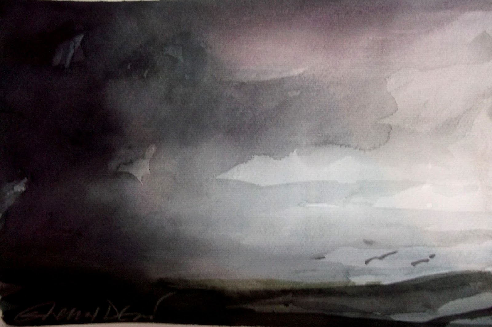 1600x1064 Selma Devic Artist Dark Sky Watercolor - Dark Watercolor