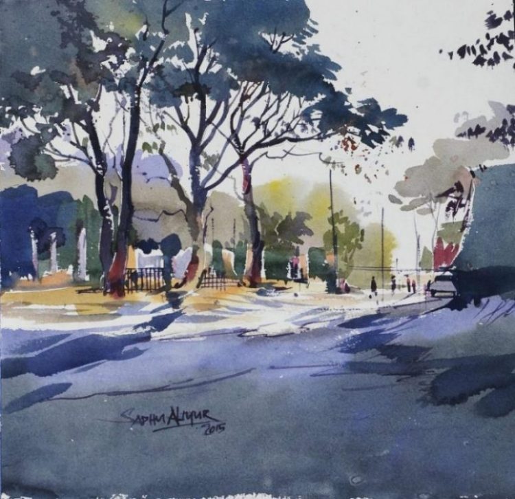 750x726 Trees Dark Watercolor Painting - Dark Watercolor