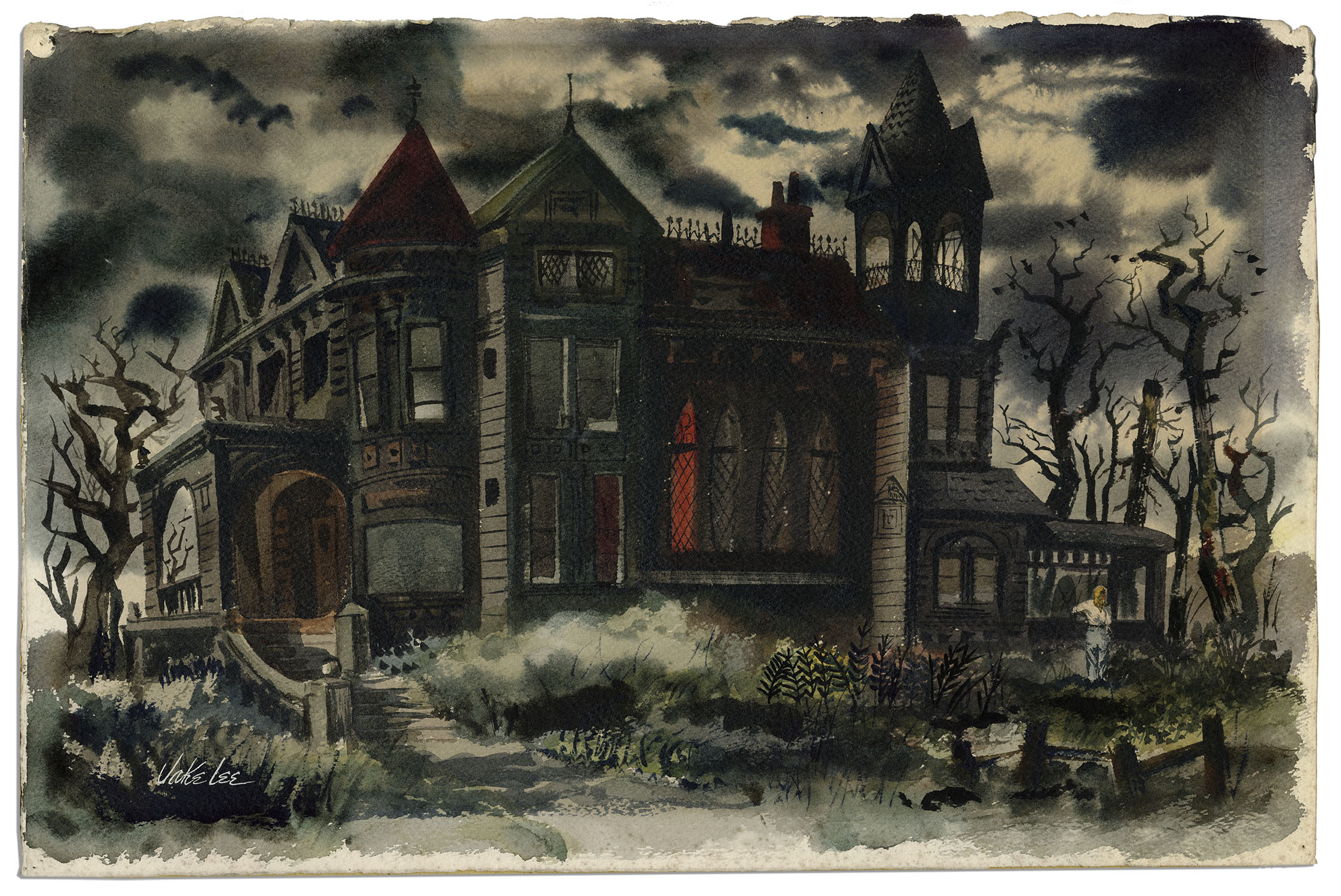 2243x1500 Ray Bradbury Owned Watercolor Painting By Jake Lee Ebay - Dark Watercolor Painting