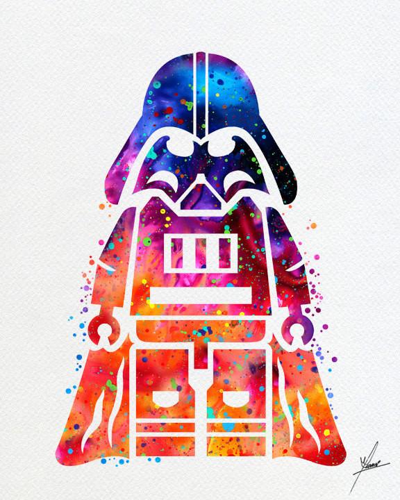 576x720 Lego Emmet Darth Vader Inspired Watercolor Illustrations Wall Art - Darth Vader Watercolor