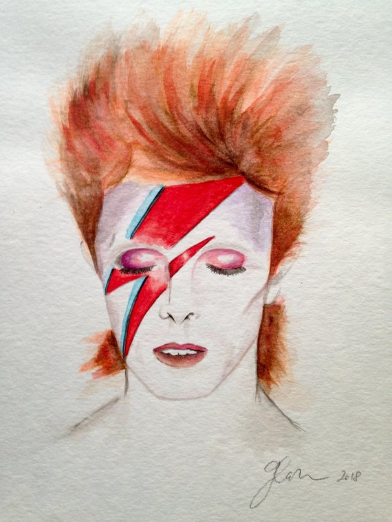 570x760 Original David Bowie Watercolor Painting Etsy - David Bowie Watercolor